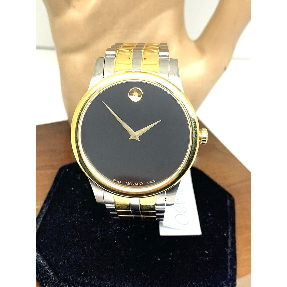 Movado Men's Watch 0607536 Museum Black Dial Swiss Quartz Two Tone Steel 40mm
